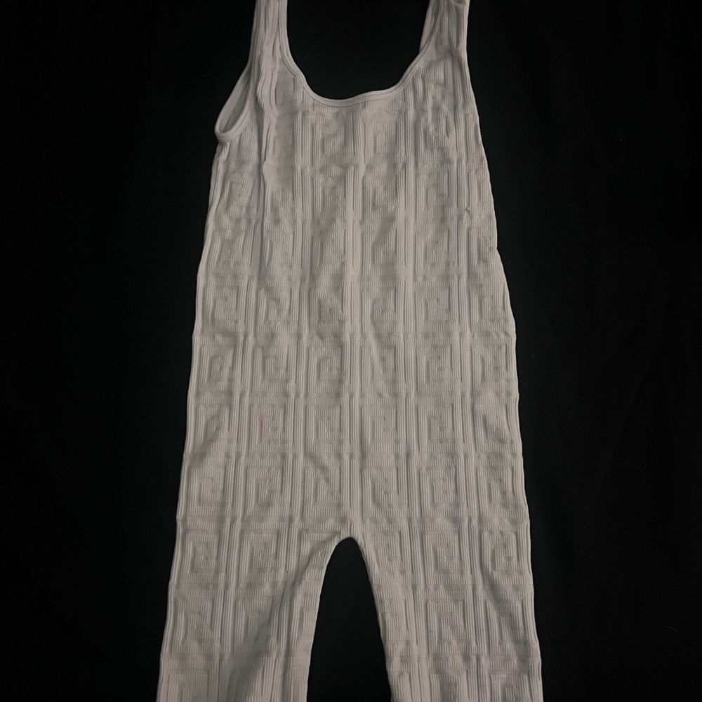 Chic White Textured Jumpsuit